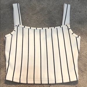 White and black striped cami crop top